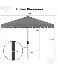 Sugift 10 ft Solar Patio Umbrella with 24 Led Lights Vented Top and Crank Lift