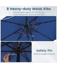 Sugift 10 ft Scalloped Solar Patio Umbrella with 24 Led Lights and Tilt Crank