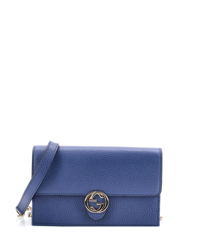 Pre-Owned Gucci Interlocking Wallet on Chain Leather