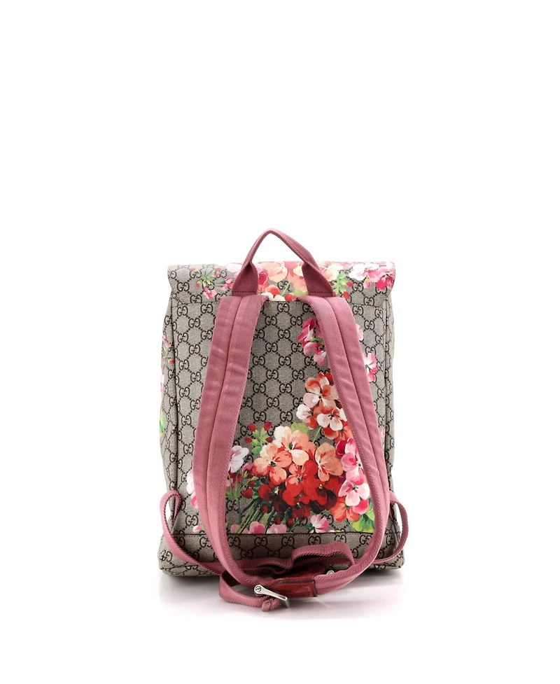 Pre-Owned Gucci Medium Buckle Backpack Blooms Print Gg Coated Canvas