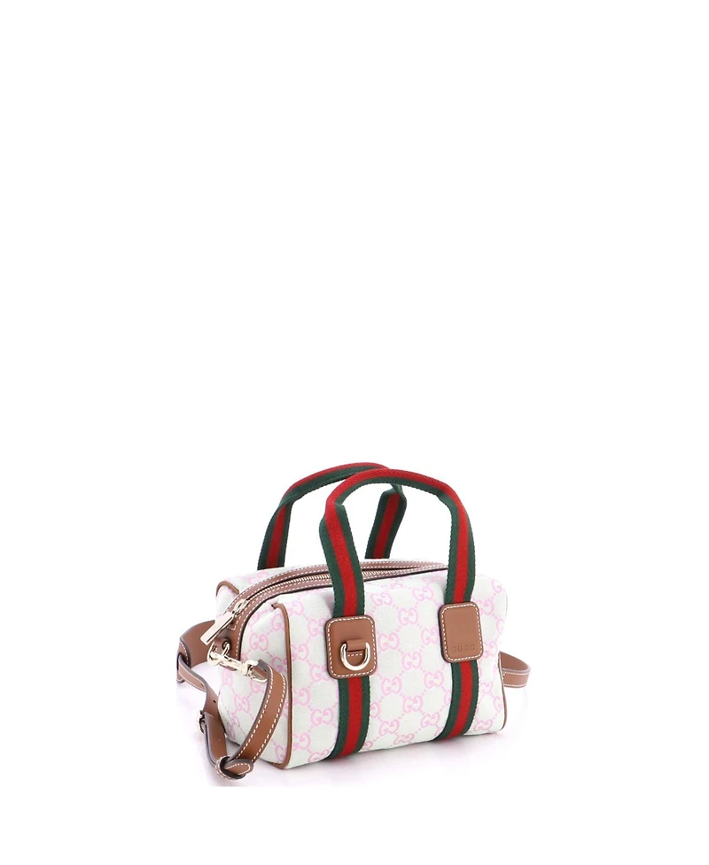 Pre-Owned Gucci Mini Web Boston Bag Gg Canvas