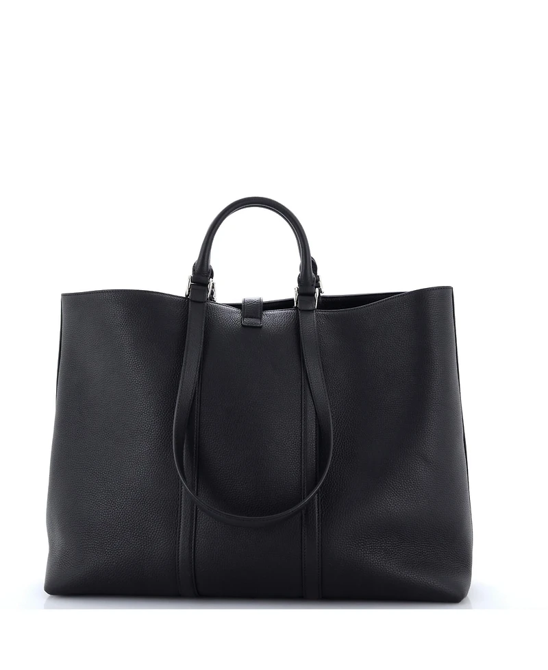 Pre-Owned Gucci Xl Web Buckle Top Handle Tote Leather