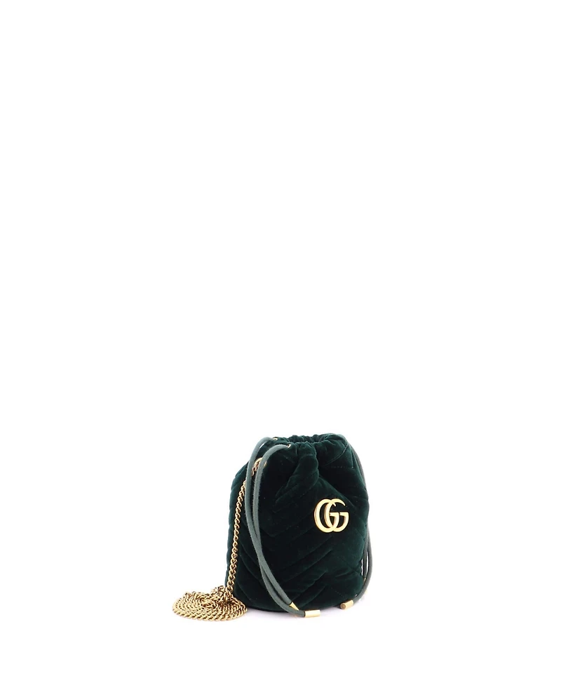 Pre-Owned Gucci Mini Gg Marmont Bucket Bag Matelasse Velvet