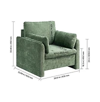 Sugift Accent Chair Modern Fabric Armchair with Arched Backrest for Living Room