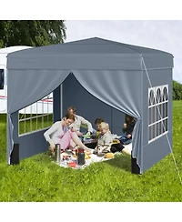Sugift 10 x 10 ft Pop Up Canopy Tent Commercial Sunshade Shelter with Four Sidewalls