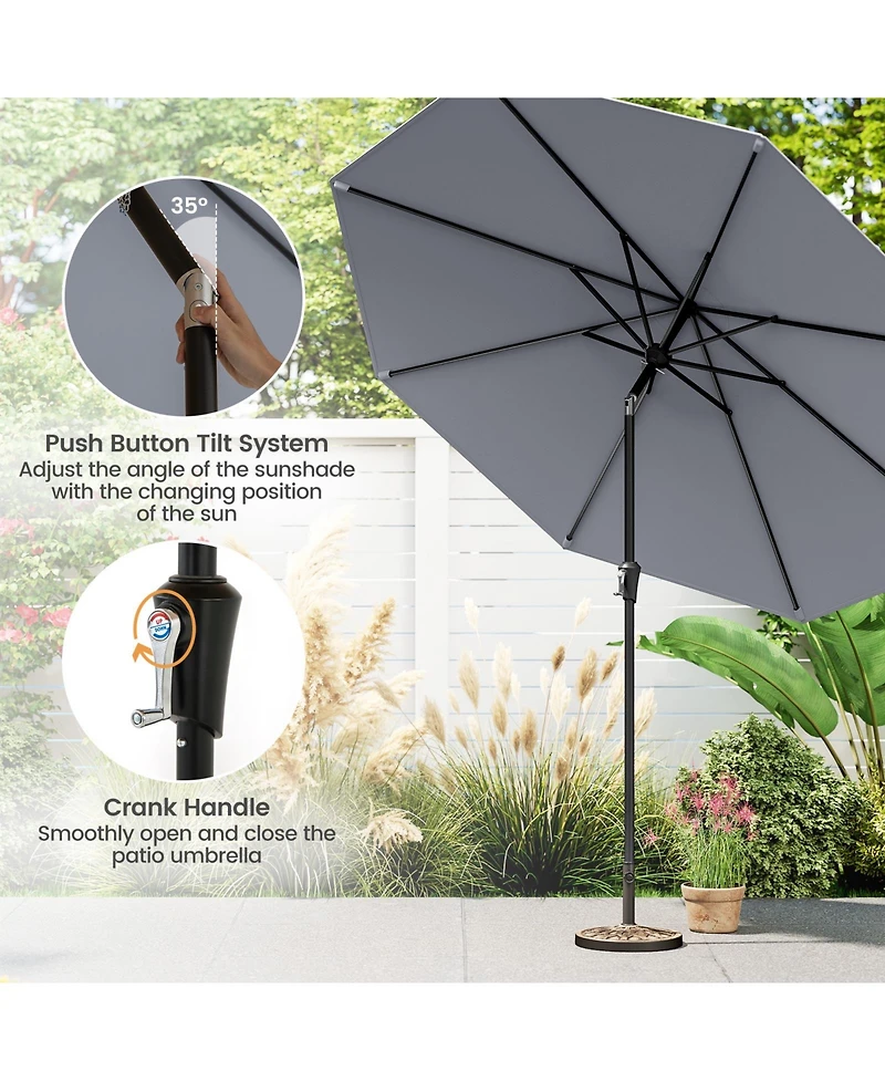 Sugift 9 ft Outdoor Market Patio Table Umbrella with Push Button Tilt and Crank Lift