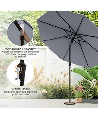 Sugift 9 ft Outdoor Market Patio Table Umbrella with Push Button Tilt and Crank Lift