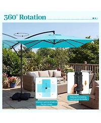 Sugift 8 x 8 ft Square Offset Cantilever Patio Umbrella with 360 Rotation and Crank Lift