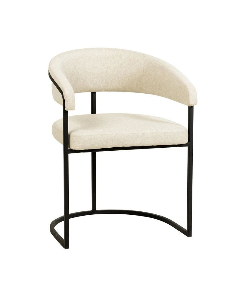 LeisureMod Leather Dining Chair - Upholstered Kitchen Accent Chair with Curved Open-Back Design, Padded Seat, and Iron Frame