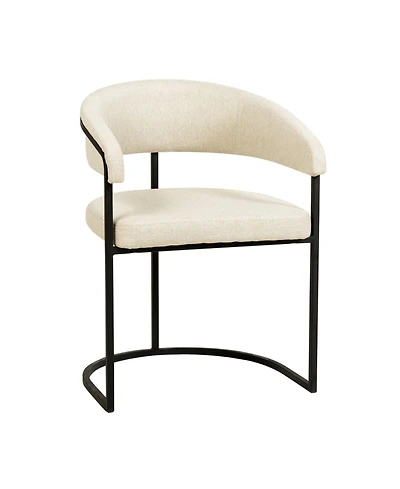 LeisureMod Leather Dining Chair - Upholstered Kitchen Accent Chair with Curved Open-Back Design, Padded Seat, and Iron Frame