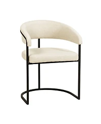 LeisureMod Leather Dining Chair - Upholstered Kitchen Accent Chair with Curved Open-Back Design, Padded Seat, and Iron Frame