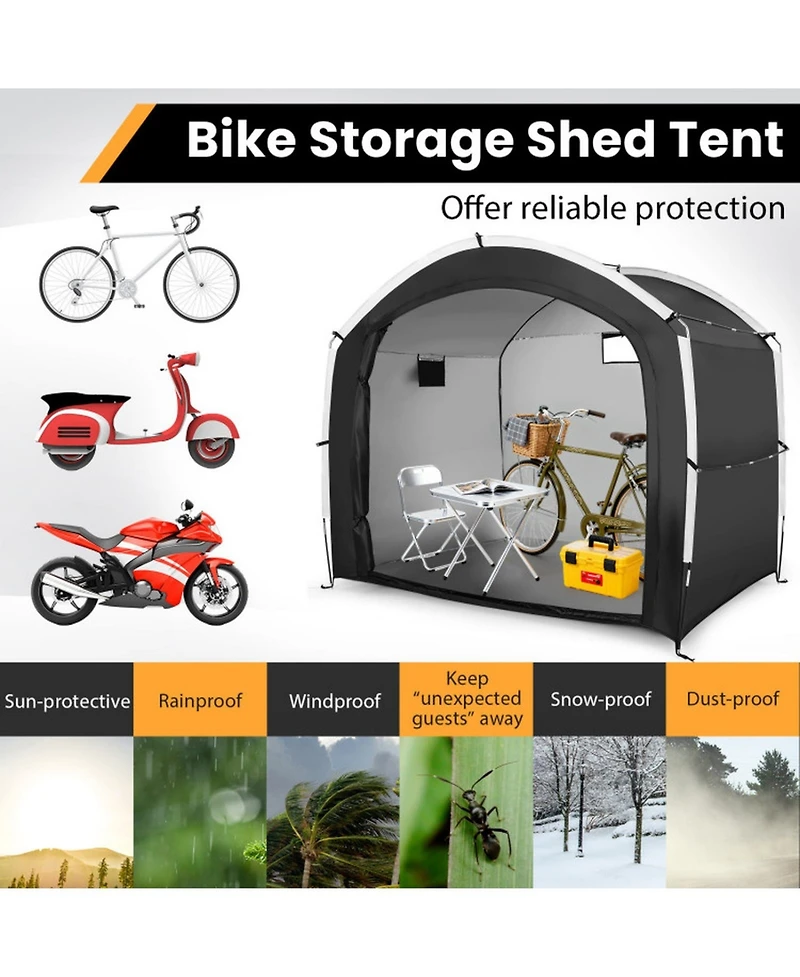 Sugift Outdoor Bike Storage Shed Tent with PU4000MM Waterproof Oxford Fabric for 5 Bikes