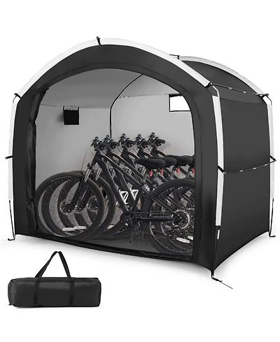 Sugift Outdoor Bike Storage Shed Tent with PU4000MM Waterproof Oxford Fabric for 5 Bikes