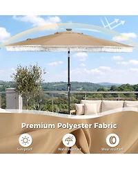 Sugift 9 ft Solar Patio Market Umbrella with 24 Led Lights for Yard and Garden