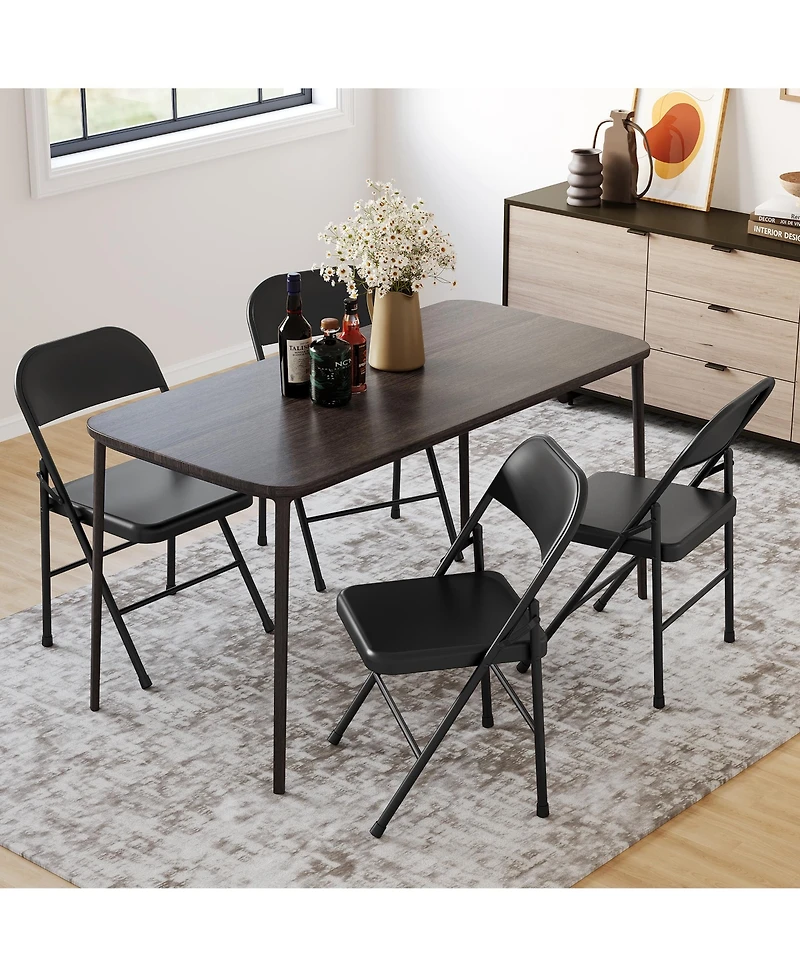 homfan Set of 4 Folding Chairs with Padded Cushion – Steel Frame, Foldable and Stackable for Indoor Outdoor Home Office Wedding Events