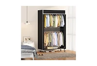 homfan Clothes Rack with Cover, 485LBS Capacity, Portable Closet Wardrobe on Wheels, Carbon Steel, Dustproof, Clothes Racks for Hanging