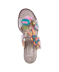 L'Artiste Women's Rossie Slide Sandal with Hand-Painted Leather