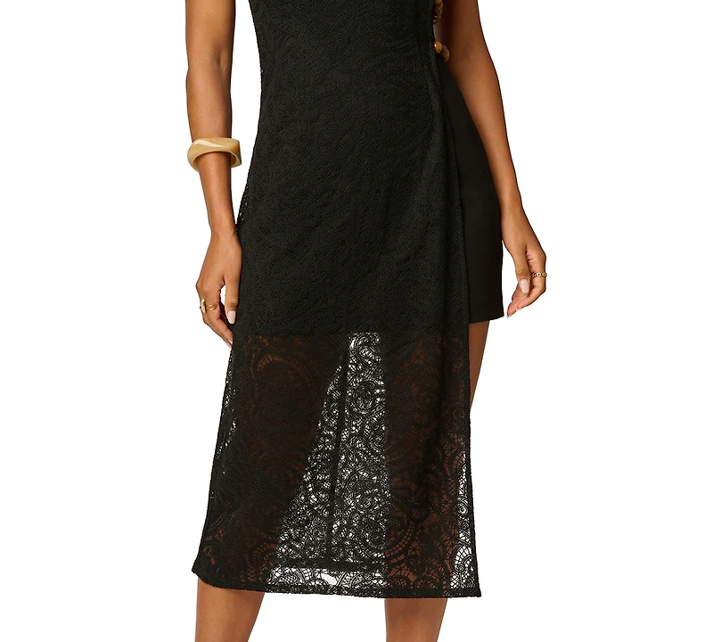 Adrianna Women's Crewneck Metal Trim Shift Midi Dress
