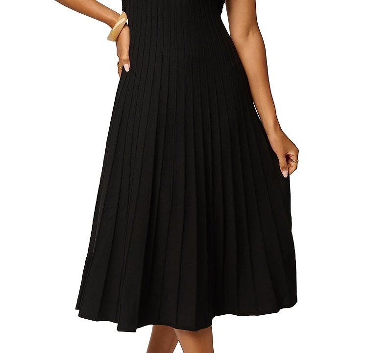 Adrianna Papell Women's Mock Neck Side-Cutout Rib-Knit Midi Dress