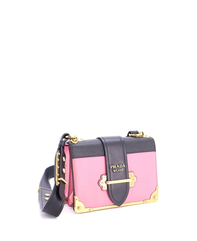 Pre-Owned Prada Small Cahier Crossbody Bag Leather and Saffiano Leather