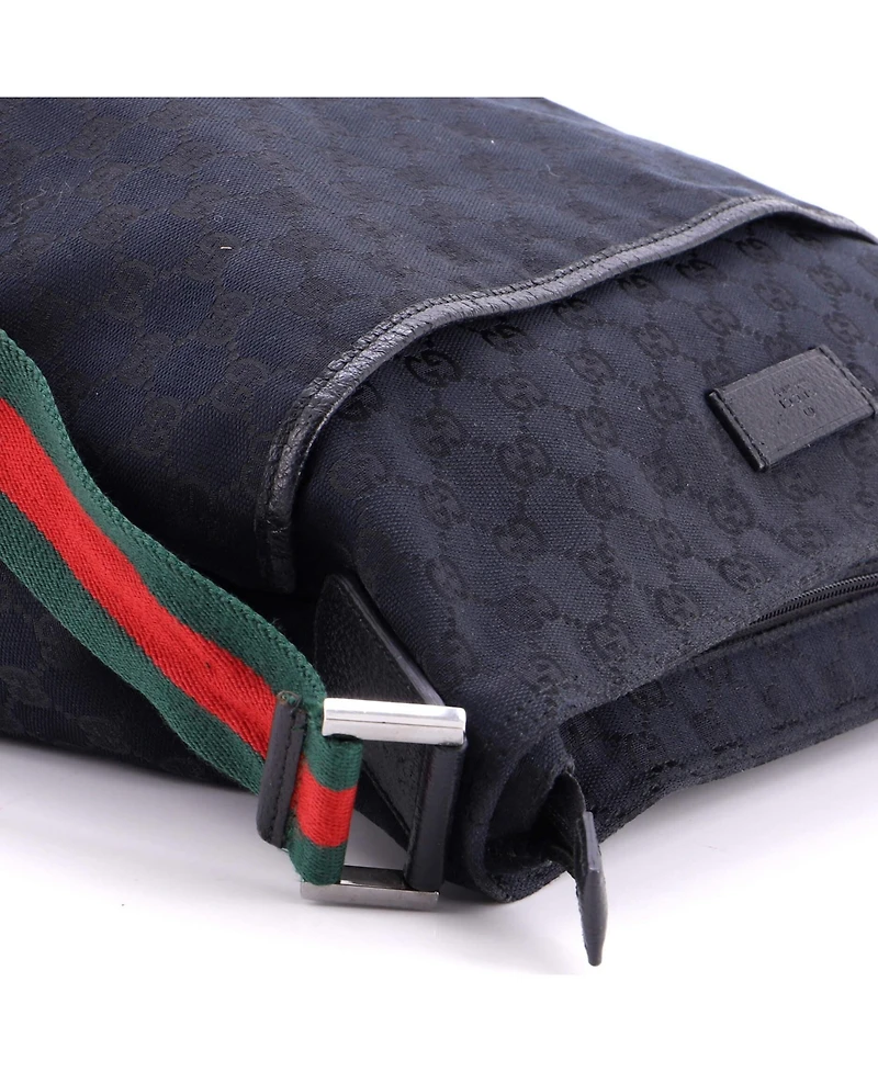 Pre-Owned Gucci Medium Front Pocket Web Messenger Gg Canvas