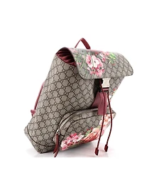 Pre-Owned Gucci Medium Buckle Backpack Blooms Print Gg Coated Canvas