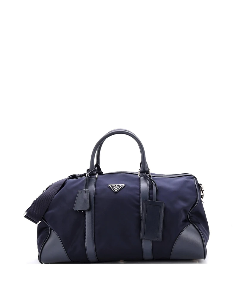 Pre-Owned Prada Medium Convertible Weekender Bag Tessuto with Saffiano Leather
