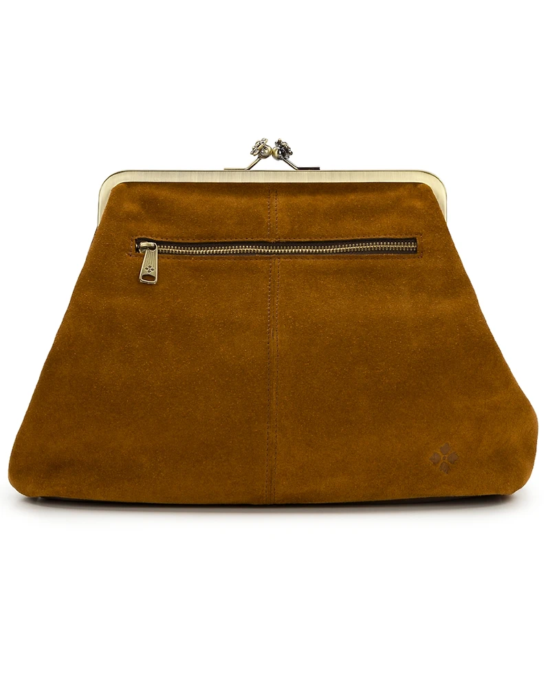 Patricia Nash Vivienne Suede Medium Kiss-Lock Frame Fringe Handbag
