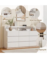 gaomon 9 Drawer Dresser for Bedroom, Handle-Free Storage Cabinet, Anti-Tipping, for Living Room and Entryway