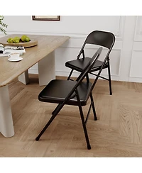 homfan Set of 8 Folding Chairs – Metal Chairs Hold Up to 350 Pounds, Foldable for Outdoor and Indoor Use