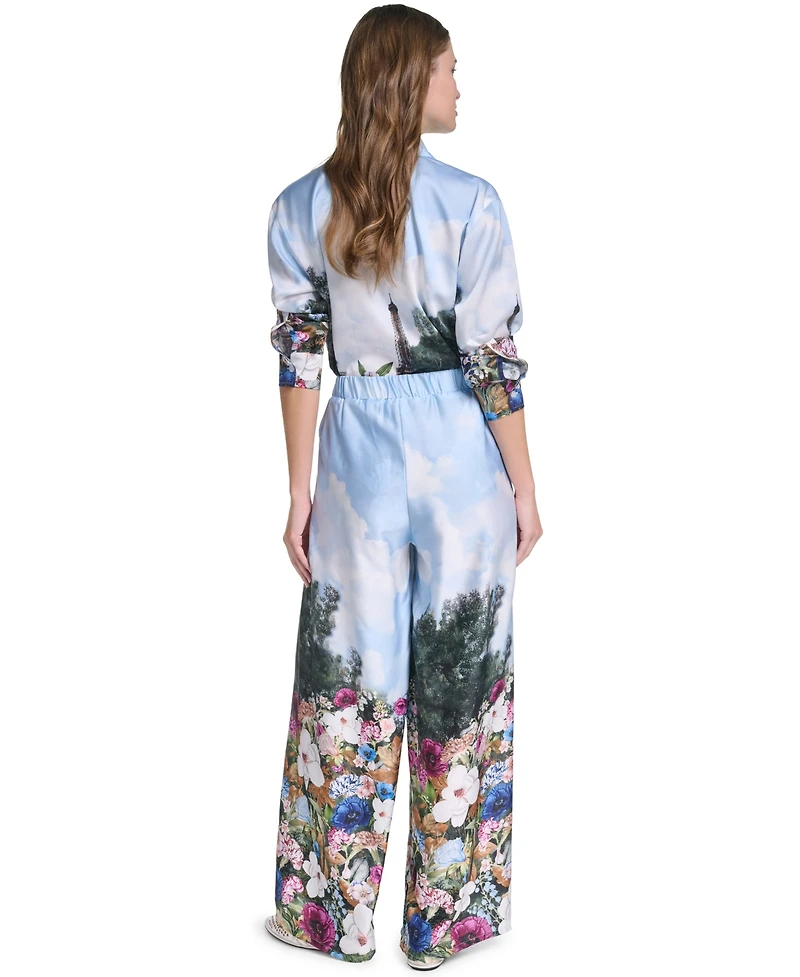Karl Lagerfeld Paris Women's Scene Printed Pull-On Pants