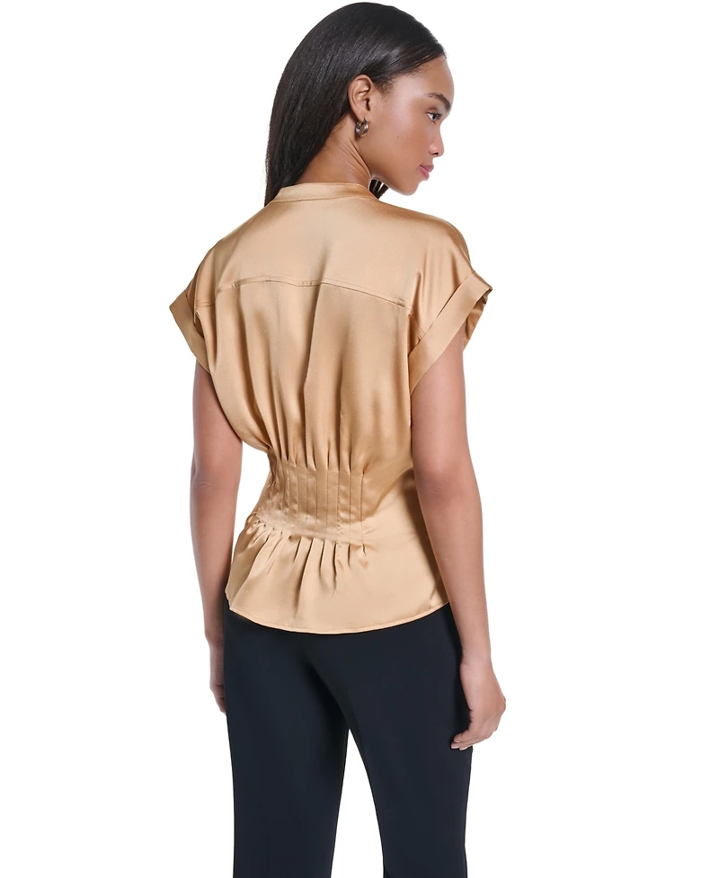 Karl Lagerfeld Paris Women's Short-Sleeve Button-Front Blouse
