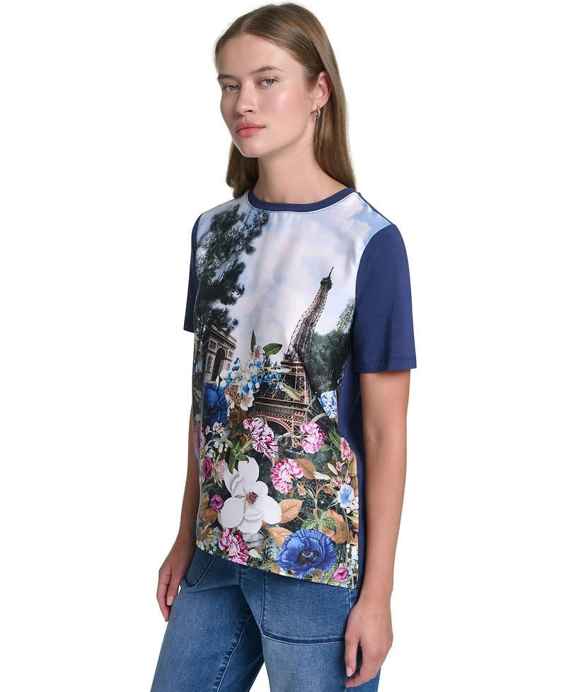 Karl Lagerfeld Paris Women's Tie-Front Graphic Sweater