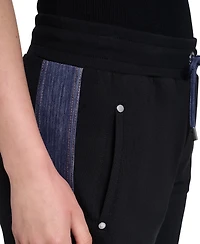 Karl Lagerfeld Paris Women's Denim Contrast Jogger Pull-On Ankle Pants