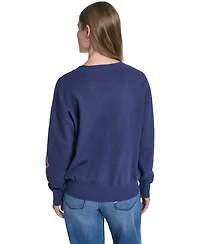 Karl Lagerfeld Paris Women's Floral Embroidery V-Neck Sweater