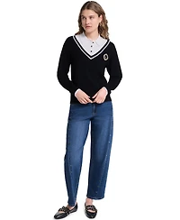 Karl Lagerfeld Paris Women's Twofer Collared Sweater