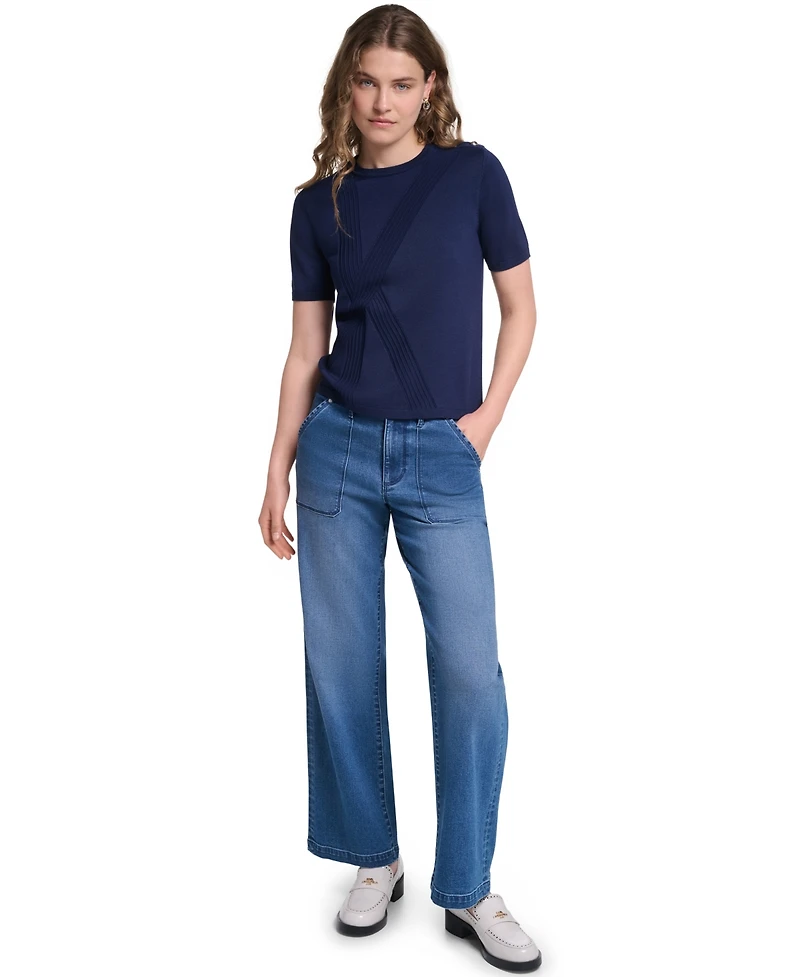 Karl Lagerfeld Paris Women's Crewneck Short-Sleeve Sweater