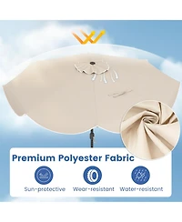 Sugift 10 feet Scalloped Solar Patio Umbrella with 24 Led Lights and Push Tilt