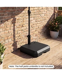 Sugift Half Patio Umbrella Base 48.5 lb Water and Sand Fillable Stand with Adapters