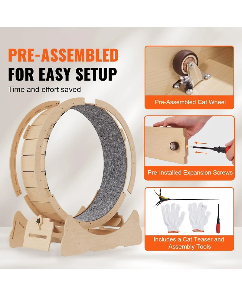 Vevor Wooden Cat Exercise Wheel Large Treadmill for Indoor Cats
