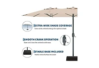 homfan 9'x15' Outdoor Umbrella with Base, Extra Wide Patio Umbrella, 12 Ribs and Uv Protection for Garden Pool