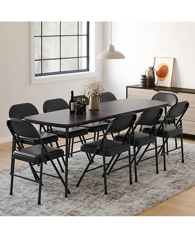 homfan Set of 8 Folding Chairs with Padded Seat