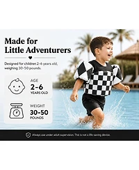 Aofar Kidsco Swim Vest Puddle Jumper Float Aid Shoulder Straps Arm Wings Checkerboard 2-6 Years