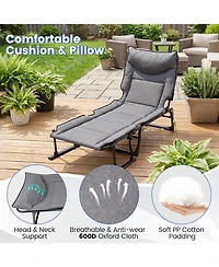 Sugift 3 in 1 Folding Camping Cot Padded Convertible Single Sofa Chair and Sleeper