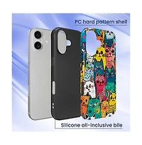 Gonez Case for iPhone 16 Plus, 2-in-1 Dual-Layer Shockproof Protection, Funny Cat Art Glossy
