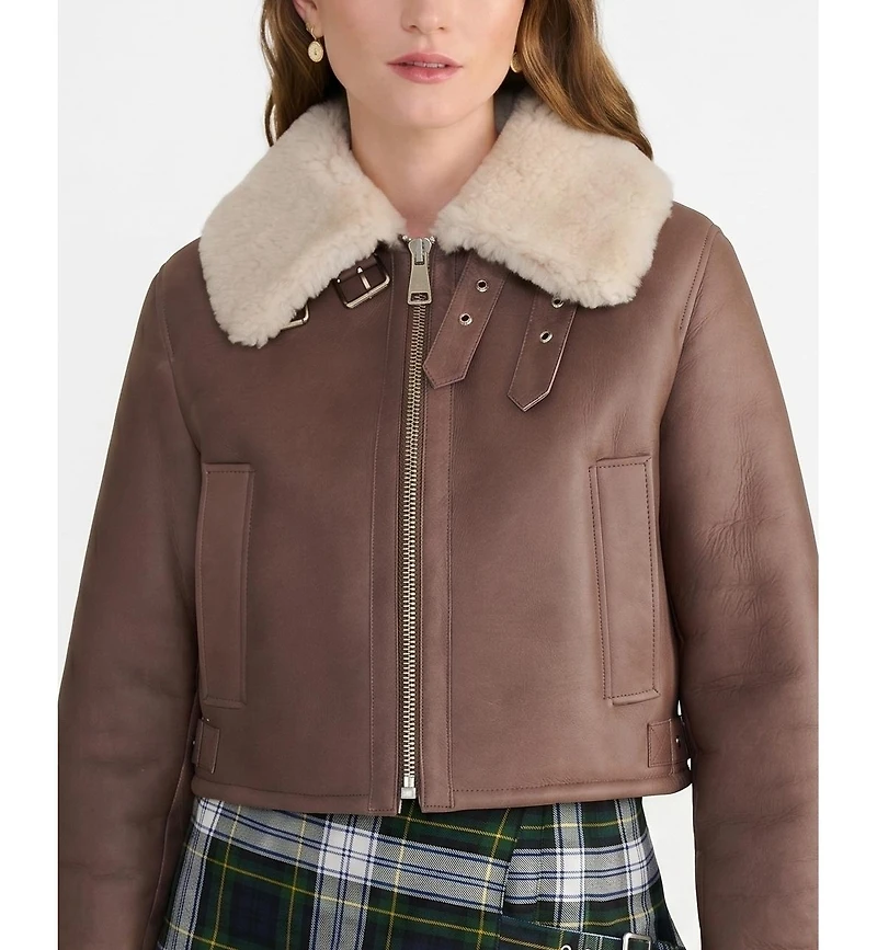 Furniq Uk Women's Avery Shearling Aviator Jacket