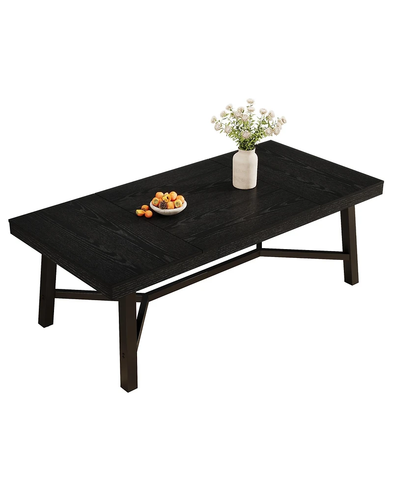Tribesigns 70.9-Inch Dining Table for 6-8, Large Farmhouse Kitchen with Reinforced Metal Legs