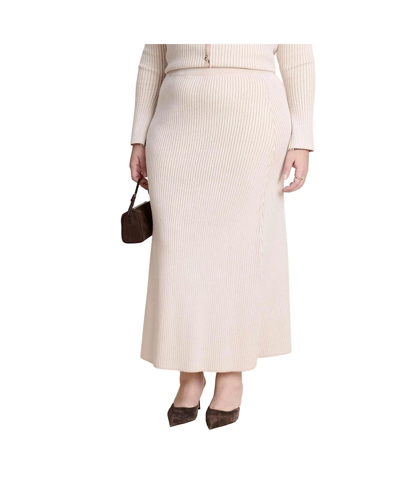 Eloquii Women's Ribbed Sweater Trumpet Maxi Skirt