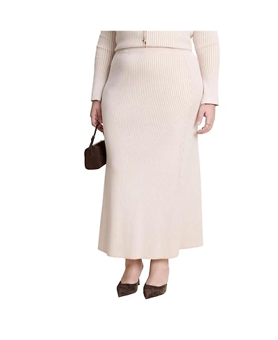 Eloquii Women's Ribbed Sweater Trumpet Maxi Skirt