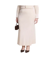 Eloquii Women's Ribbed Sweater Trumpet Maxi Skirt